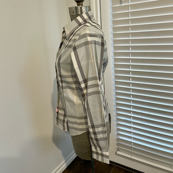 LIM ED Burberry Authentic Women Gray Tones Long Sleeve Button Down Shirt - Picture 2 of 12
